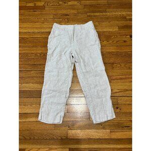 Chico's Womens 100% Linen Pants Size 1 (US 8) Beige Cropped Elastic Waist Casual